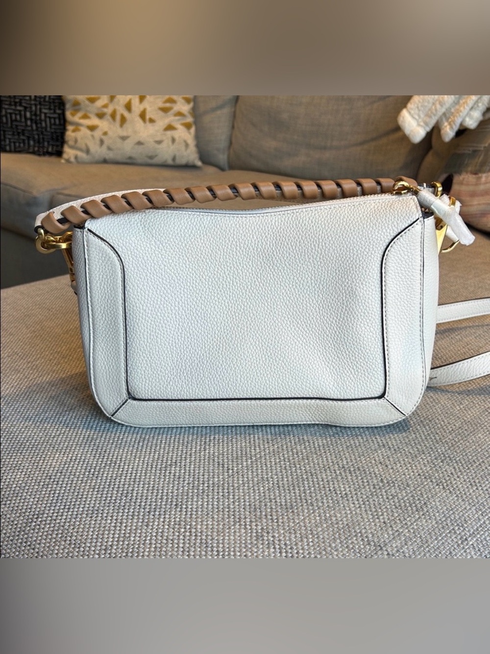 Kate Spade Cream and Tan Crossbody Shoulder Bag with Woven Trim - Picture 3 of 7